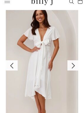 Billy J - White Tie-Front Midi Dress - Bridal